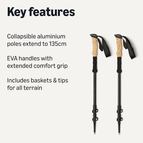 Amazon Basics Trekking Poles for Hiking, Collapsible Walking Sticks, Lightweight Aluminum, 134.6cm, Black — view 2
