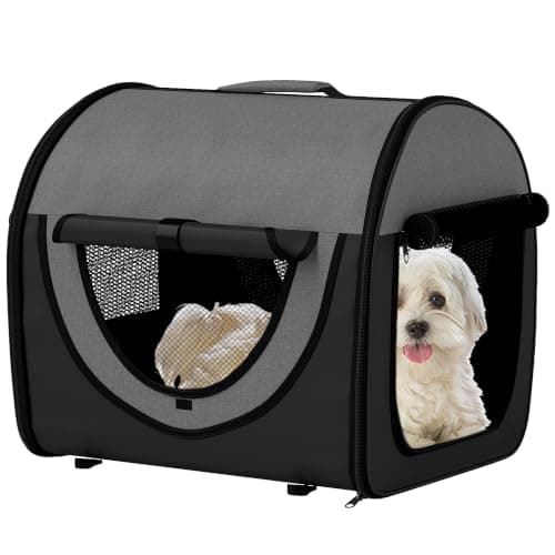 PawHut Foldable Pet Carrier for Miniature Dogs 46L x 36W x 41H cm Black