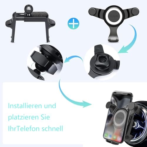 ICAILIN Mercedes Phone Holder for Mercedes Benz A/C Class, GLB/GLC, Audi A1,Mini Cooper, Reinforced Car Phone Holder Spring Clip for Round Air Vent, Circular Vent Cradle for iPhone Samsung — view 6