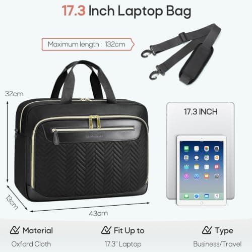 RAINSMORE 17.3 Inch Laptop Bag for Women Water Resistant Briefcase — view 4
