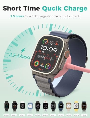 Amasuki Upgraded Apple Watch Charger USB C Magnetic iWatch Charger Portable Wireless Charging Compatible with iWatch Series 11/10/9/8/7/6/5/4/3/2 Ultra 3/SE-Pink — view 4