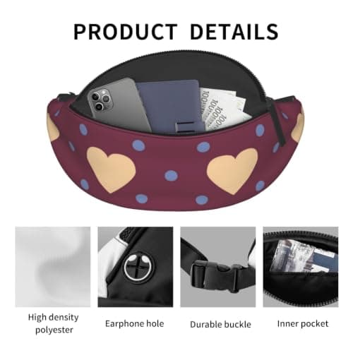 Meymuise Waist Bag, Polka Dot and Heart Maroon — view 5