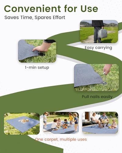 Ezcasch Breathable Awning Carpet 3x5m, 280g/m² Camping Tent Groundsheet — view 4