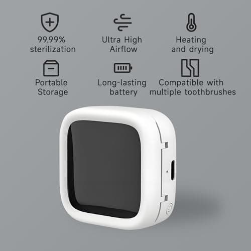 QUMOX Ultra Mini Toothbrush Sanitizer with UV-C Sterilization & 65°C Drying, Portable Travel Toothbrush Holder, Magnetic Wall Mount, Type-C Rechargeable, Fits Most Brush Heads – Smart Auto Mode — view 3