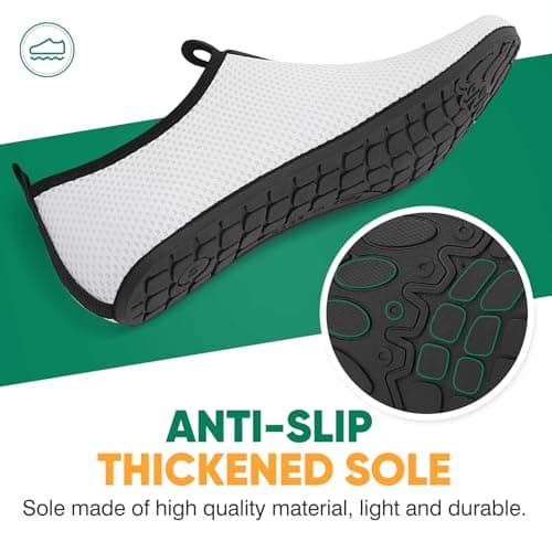 Water Shoes for Women Men Beach Quick-Dry Swim Aqua Socks Breathable Barefoot Shoes for Surfing Running Driving Pool Yoga Travel(White,39 EU/6 UK) — view 5