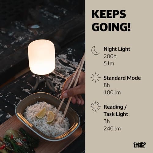 Campo Libre.® Leni Camping Lamp – LED Outdoor Light with Flexible Handle, Dimmable Camping Light, Table Lantern, IPX4 Waterresistance, 200h Runtime, SqueezeShell, USB-C Charging, Rectangle, Moss — view 4