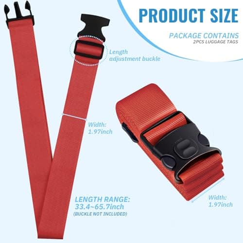2Pcs Suitcase Straps Set, Adjustable Suitcase Straps, Heavy Duty Luggage Straps with Quick Release Buckle, Travel Accessories Thickened Luggage Belt for Suitcase Baggage — view 2