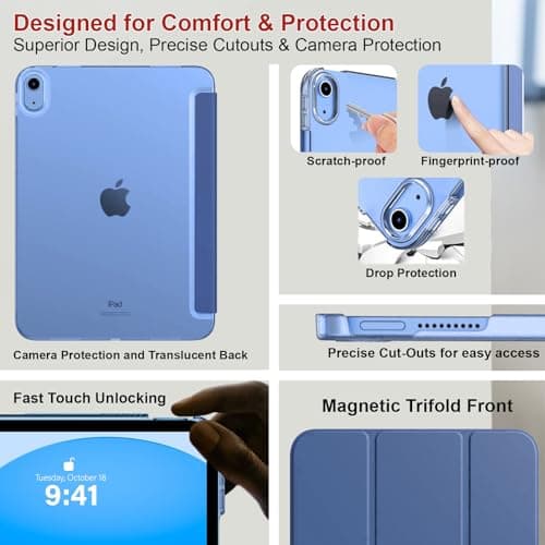 GALTD for iPad A16 Case Smart, 11th Generation 11inch/iPad 10th Generation Case 10.9" (2025-2022) Auto Wake/Sleep Cover, Slim Stand Cover with Hard Back, Support Touch ID, Abyss Blue — view 6