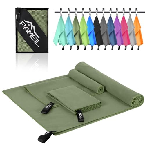 Pameil Microfiber Towel Set 3-Pack Quick Dry Travel Gym (Army Green)