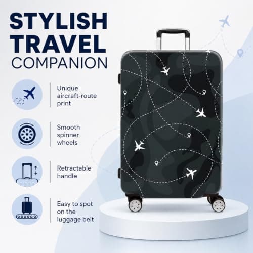 Treer Suitcase Covers for Luggage Large 18-32 Inches, Lightweight Travel Luggage Suitcases Covers Protectors with Zipper Anti-Scratch Washable (Burgundy airplane,S) — view 3