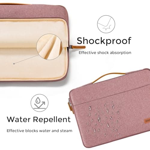 DOMISO Laptop Case Sleeve Protective Cover Compatible with MacBook Air 13 M4 M3 M2,MacBook Pro M2 M1,iPad Air/Pro,13 inch Dell,Lenovo, HP,Asus,Waterproof Computer Cases Bag with Handle,Pink — view 5