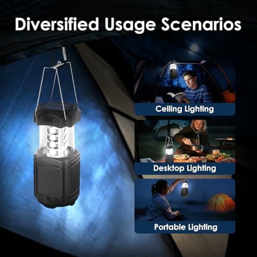 IMIGY Solar Rechargeable Camping Lantern, Foldable with Hand Crank & LED Flashlight, 3000mAh Power Bank, Type-C Charging, Portable for Camping, Hiking, Tent & Emergency — view 3