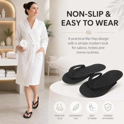 Beavorty Disposable Slippers for Women Men Foldable Pedicure Shower Shoes Quick Dry Non-Slip Bathroom Slides for Travel Hotel Spa Dorm and Home 12 Pairs — view 3