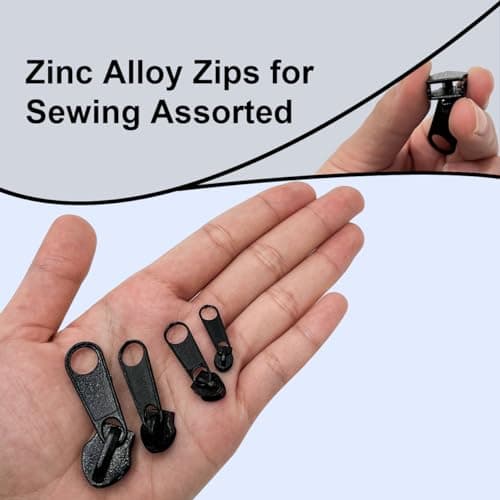 8Pcs Zipper Pull Replacement,Zinc Alloy Zips for Sewing Assorted Sizes UK Zip Puller,Detachable Zip Repair Kit,Extension & Fixing Pulls Rescue for Repair Clothes Jeans Coats Jacket Backpack Luggage — view 3