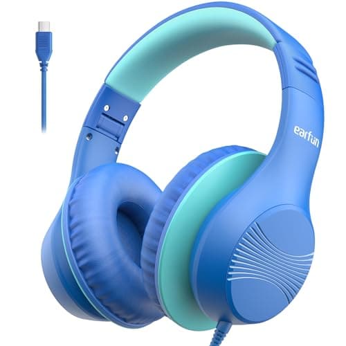 EarFun K3 Kids Headphones Wired, Over Ear Foldable Headphones with Mic