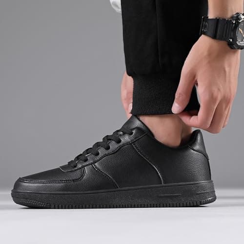 LECYGNB Men's Casual Fashion Trainers Sneakers Comfortable Breathable Lightweight Lace-Up Walking Shoes Black UK 10.5 — view 3