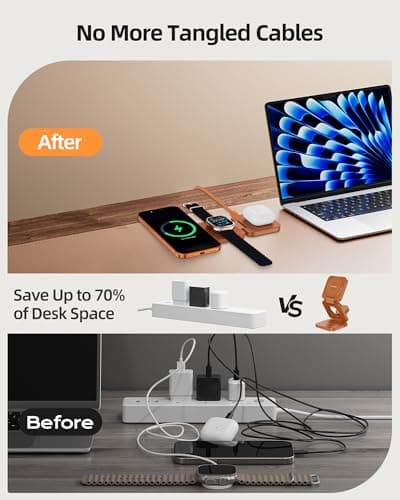 KU XIU Foldable 3 in 1 Travel Wireless Charging Station Qi2 25W for iPhone — view 6