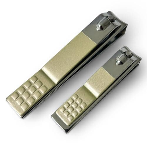 LAC FOR YOU Nail Clippers Set 2 Piece – Stainless Steel Professional Toenail & Fingernail Clippers with Built-in File, Ergonomic Large & Small Nail Cutter for Men Women Seniors