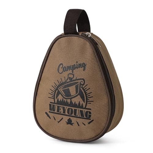 Jazuaiao Large Capacity Travel Storage Bag with Zipper Closure Handle Portable Camping Pots Picnic Bowl Brown