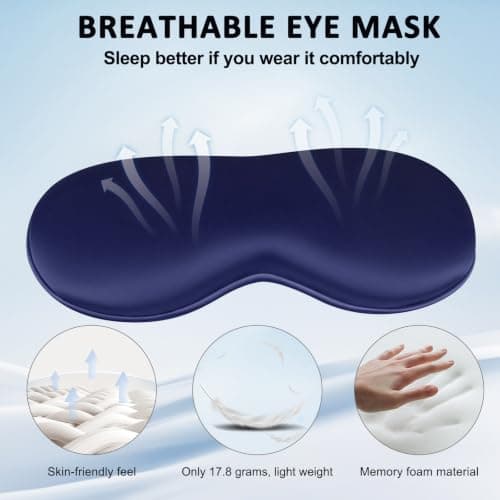 Real Mulberry Silk 2 Pack Sleep Mask, Natural Pure Silk Eye Masks with Adjustable Strap for Sleeping Blue+Purple — view 4