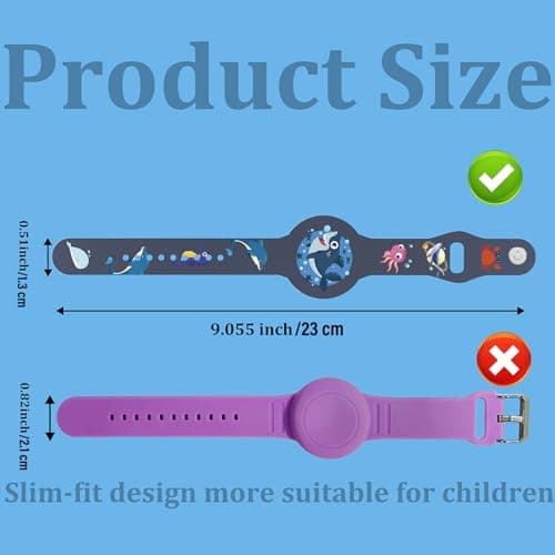 Dingfeiyu Kids Waterproof Bracelet for Airtag, Soft Silicone Wristband Case Cover for Airtag, Lightweight Holder for Apple AirTag Watch Band for Toddler — view 2