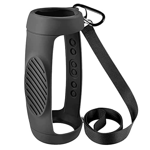 BeisDirect Silicone Case Cover for JBL Charge 5 Bluetooth Speaker, Portable Scratch Shock Sleeve Travel Carrying Protective Cover with Shoulder Strap and Carabiner (Black)