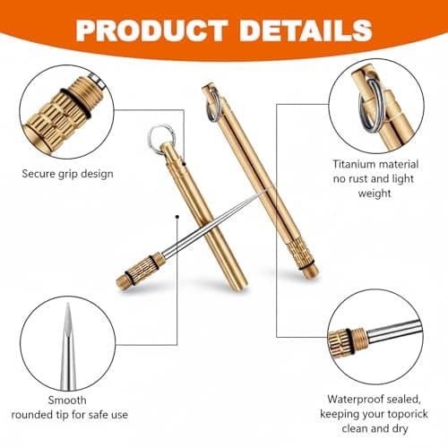 Titanium Alloy Toothpicks,Titanium Toothpicks Toothpick with Key Ring — view 3