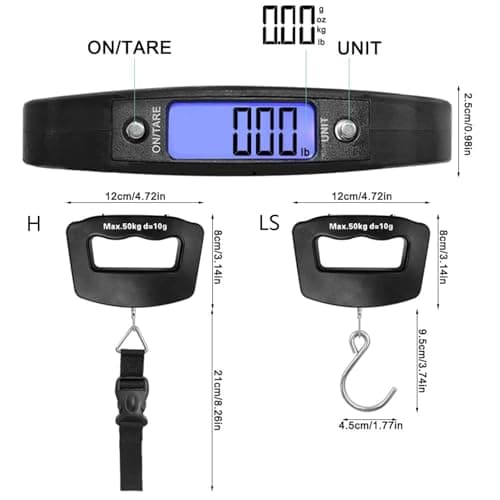 50kg Digital Handheld Weighing Scale with LED, Luggage Strap — view 3