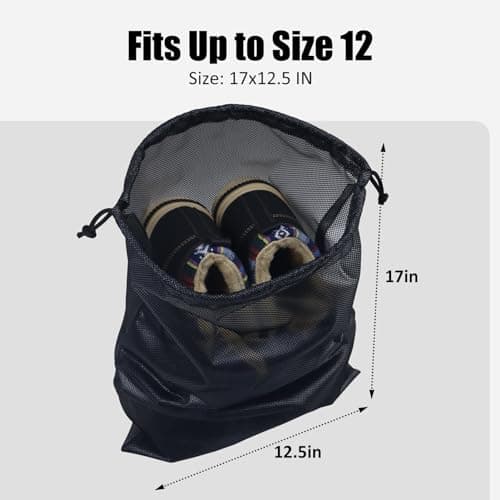 Gloppie Shoe Bag for Travel Portable Football Boot Storage Drawstring Black — view 2