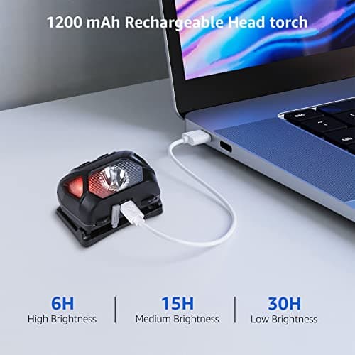 Lepro Head Torch Rechargeable, 2000L Waterproof LED Headlamp 30Hrs Runtime — view 5