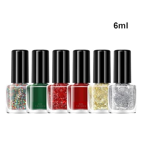 Christmas Nail Polish Set - Long Lasting 6-Color Accessories | Holiday Nail Polish Set,for Holiday Manicure Salon Home Travel Wedding Bridal Spa Grooming Party Summer Daily — view 6