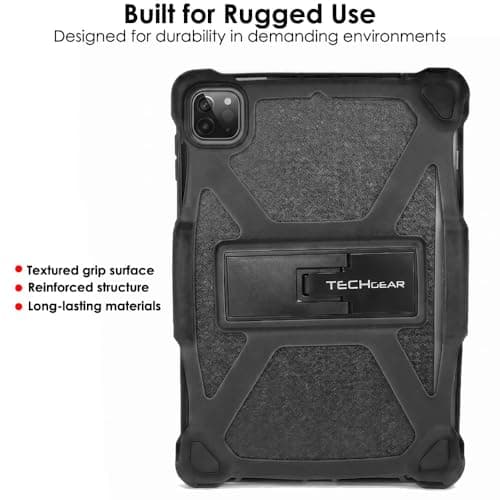 Universal Tablet Case 10 Inch - Rugged Adjustable Bumper Cover with Stand for 9.7-11" Tablets, Shockproof Protective Case Compatible with Lenovo, Xiaomi Redmi Pad, Honor, Android Tablets (Black) — view 6