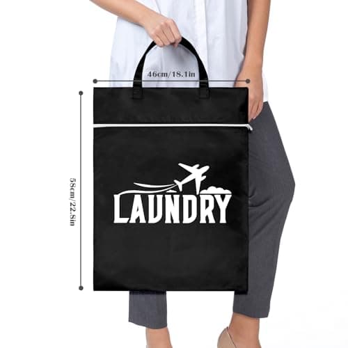 Cenvialuxy Travel Laundry Bag with Handle, 2 Pcs Waterproof Laundry Bags with Zips, Foldable Dirty Laundry Travel Bag, Wet Bags for Swimming, Fitness, Yoga (Black+Pink) — view 2