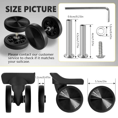 8 Pack 50mm Luggage Wheels Replacement Kit for Suitcase Caster Repair — view 2