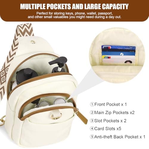 HOTUT Crossbody Bag for Women,Anti Theft Small Phone Shoulder Bag,Sling Belt Bag,with Anti-Theft Zipper Clips,Adjustable Strap,with Multiple Pockets,for Ladies Travel Shopping(white) — view 5