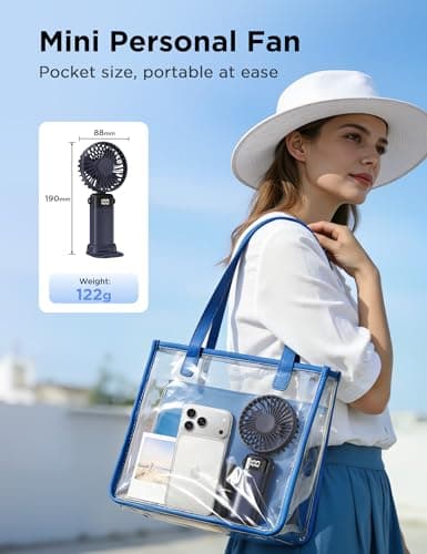 SHAWE Portable Handheld Fan, Hand Held Mini USB Rechargeable Fans with 5 Speeds, LED Display, Foldable Desk Fan Personal Small Desktop Fans for Home Office Bedroom Outdoor Travel — view 5