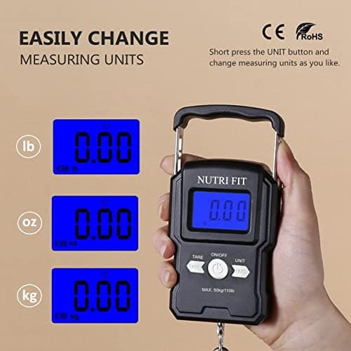 NUTRI FIT Digital Luggage Scale with Hanging Hook, 110lb/50kg, Black — view 2