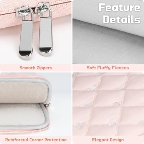 HEDUGO 13 14 inch Laptop Sleeve Bag Portable Laptop Case Soft Lining Carrying Case Padded Computer Pouch Cover Compatible with 13 Inch MacBook Air/Pro 14 Inch MacBook Pro, Pink — view 5