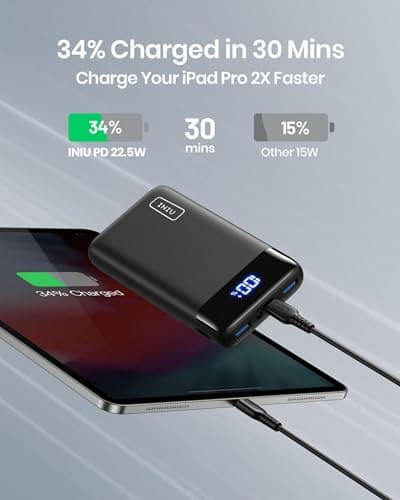 INIU Power Bank, 20000mAh Fast Charging Portable Charger, 22.5W Powerbank with USB C Input & Output & Amazon Basics AAA Alkaline Batteries, High-Performance (Triple A), 10-Year Shelf Life, 12-Pack — view 4