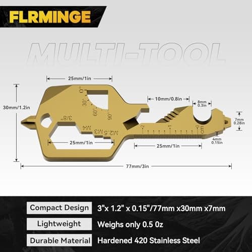 Key Shaped Pocket Multitool 20-in1 Multi Tool, Stainless Steel Keychain Utility Gadget,Gift for Men, Women, Father,Groomsmen, Valentine's, Birthday, Christmas — view 2