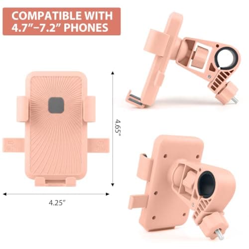 360° Motorbike Phone Holder | Bike Phone Mount Clamp | E Bike Accessories | Bicycle Phone Holder & Mount | Universal Motorbike Scooter Handlebar Cradle | Cycling MTB Road Bike Accessories Gift - Pink — view 6