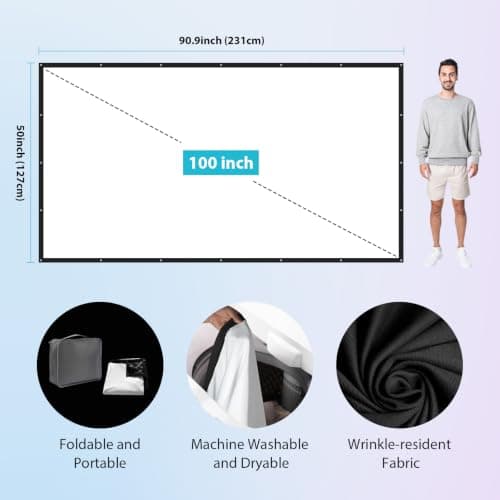 LEORFI 100 Inch Projector Screen with Black Backing, Portable Movie Screen — view 6