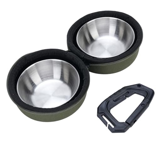 Ziyvural Travel Pet Feeder Bowl, Stainless Steel Foldable Double Dog — view 4