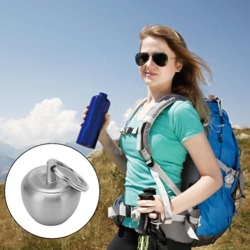 Lwuey Keyring Pill Holder, Stainless Steel Keychain Box Waterproof Round — view 6