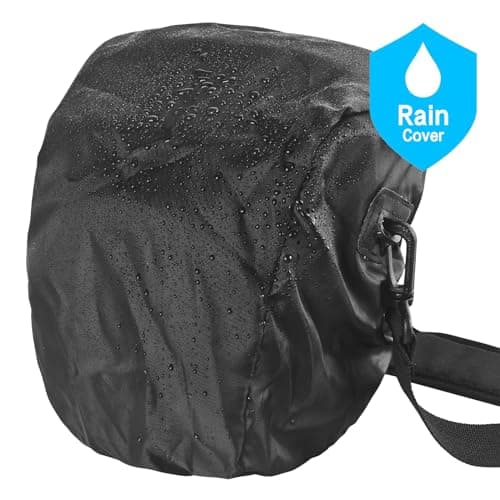 FOSOTO DSLR/SLR Camera Bag Compact Camera Shoulder Bag case Waterproof Compatible for Canon 4000D 2000D 850D M50 Mark II, Nikon D5600 D3300 D850 D5300, Sony Alpha 6400 with Extra Raincover (Black) — view 6