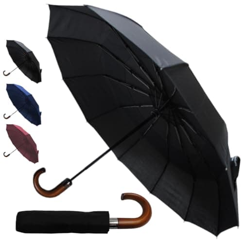 Rare 12 Rib Compact Small Umbrella - Strong Windproof Umbrella - Vented