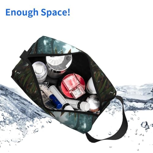Travel Toiletry Bag Large for Daily Use, Durable Portable Organizer with Winter Bamboo Forest Print Design — view 5