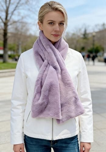 Lina & Lily Women's Winter Pull-Through Faux Fur Scarf with Hidden Zipper Pocket (Lavender) — view 4