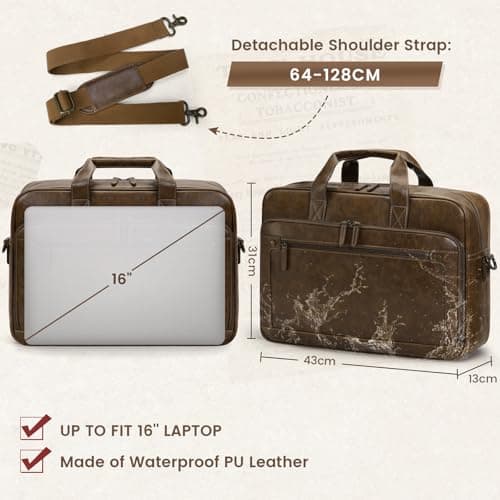 RAINSMORE Messenger Bags for Men Briefcase Waterproof Laptop Bag16 Inch — view 3