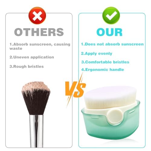 2Pcs Sunscreen Brush and Lotion Applicator for Kids With Protective Caps - Sun Cream Brush for Outdoor Travel (Green) — view 4